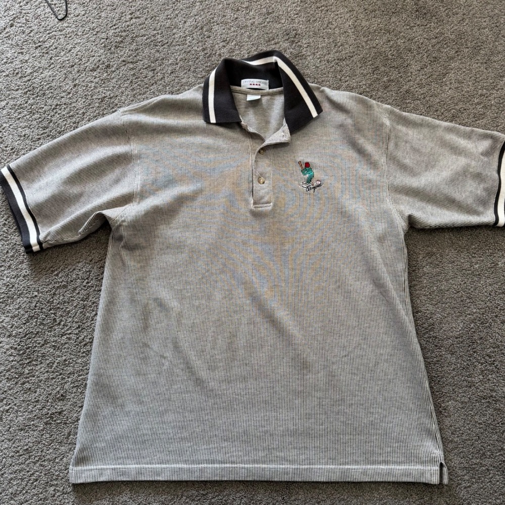 Crystal Springs Mens Golf Polo Shirt Vintage  Arizona Baseball Player Striped‎ L